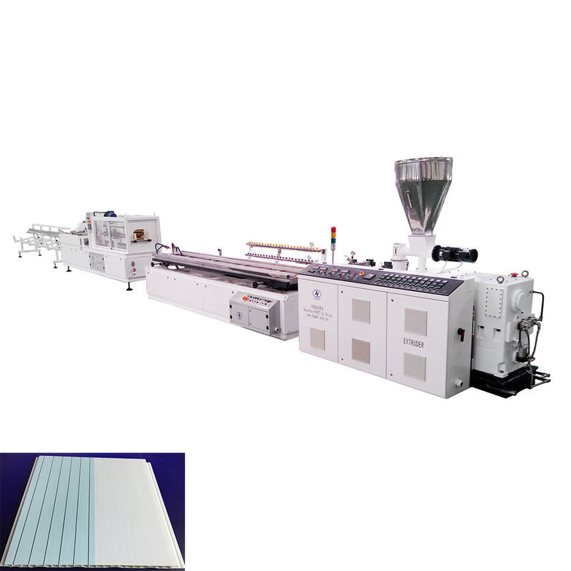 Linha de extrusão de placas de painéis de parede de PVC de teto falso de plástico com extrusora dupla cônica HYZS65/132 37kw Potência do motor principal